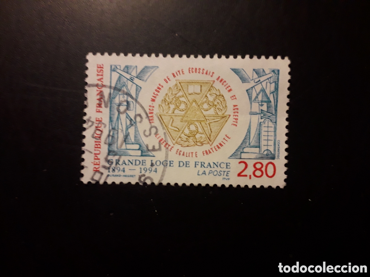 Sellos: FRANCIA YVERT 2912 SERIE COMPLETA USADA 1994 MASONER&Iacute;A, GRAN LOGIA DE FRANCIA PEDIDO M&Iacute;NIMO 3&euro;