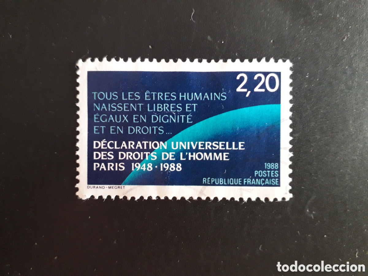 Sellos: FRANCIA YVERT 2559 SERIE COMPLETA USADA 1988 DERECHOS DEL HOMBRE PEDIDO M&Iacute;NIMO 3&euro;