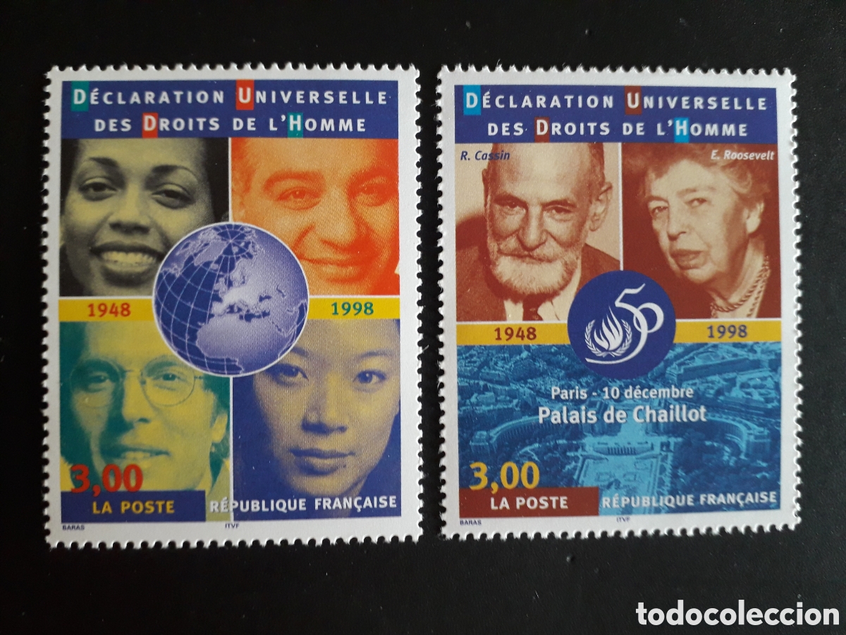Sellos: FRANCIA YVERT 3208/9 SERIE COMPLETA NUEVA *** 1998 DECLARACI&Oacute;N DERECHOS HUMANOS ONU PEDIDO M&Iacute;NIMO 3&euro;