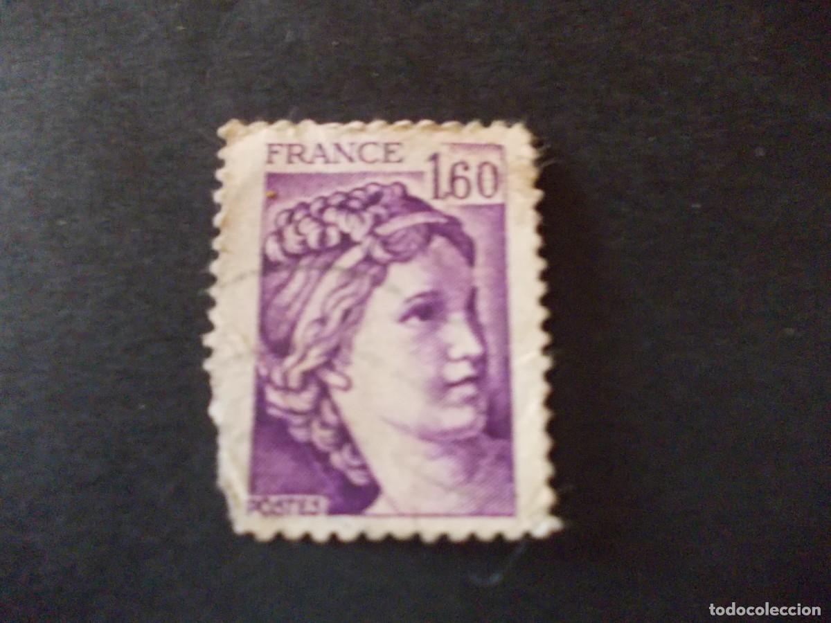 Sellos: Sello France 1,60 Sabine de Gabon violeta emisi&oacute;n cl&aacute;sica francesa republicana filatelia hist&oacute;rica