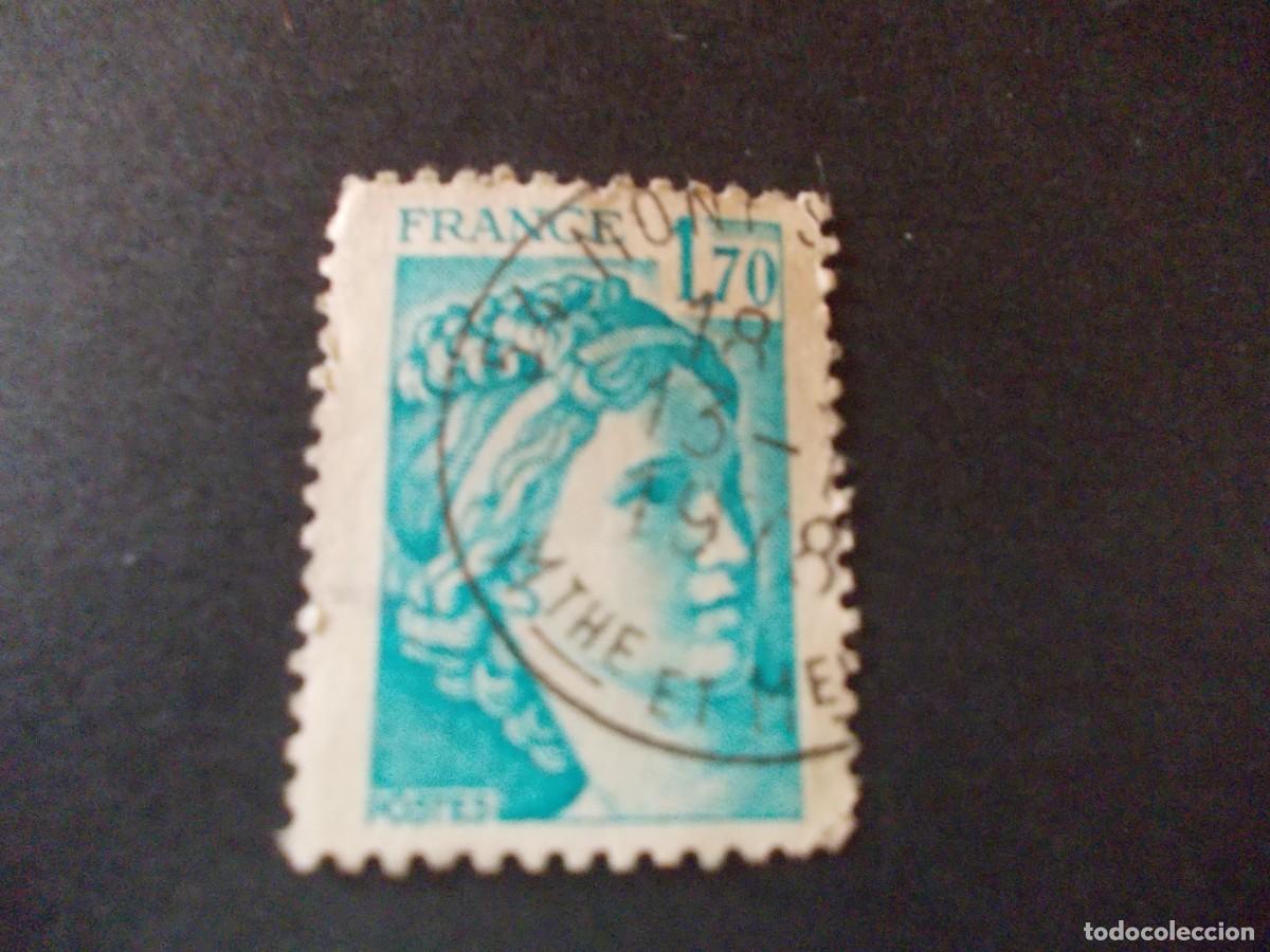 Sellos: Sello France 1,70 Sabine de Gabon azul emisi&oacute;n cl&aacute;sica francesa republicana filatelia hist&oacute;rica