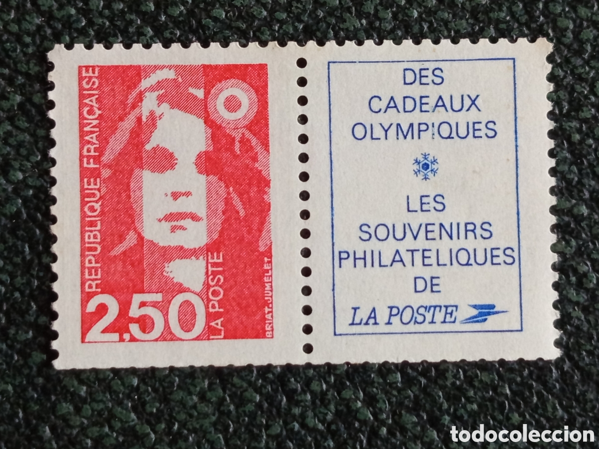 Sellos: Francia 1990 Marianne de Briat 2,50F con Vi&ntilde;eta Publicitaria MNH - Yvert #2655