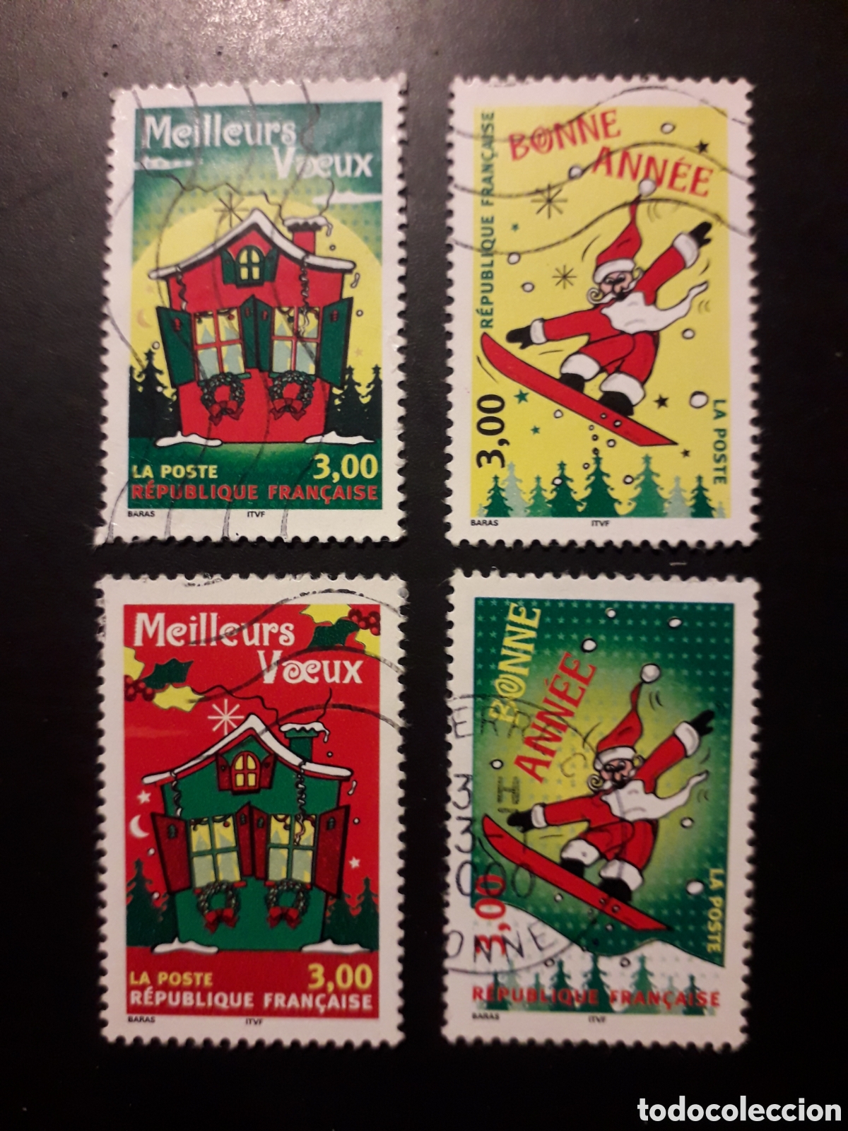 Sellos: FRANCIA YVERT 3201/04 SIN EL 3200 SERIE CORTA USADA 1998 NAVIDAD, PAPA NOEL PEDIDO M&Iacute;NIMO 3&euro;