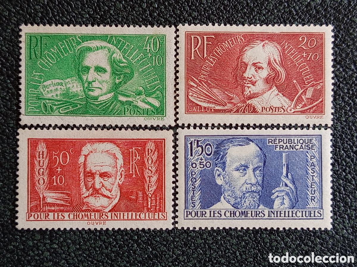 Sellos: Francia 1936 Lote 4 Sellos Parados Intelectuales YT328/331 Nuevo MNH** y MH*