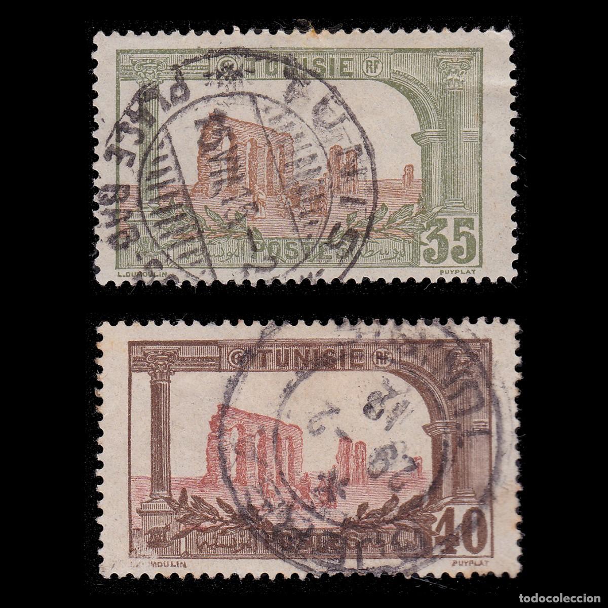 Sellos: TUNISIA FRENCH PROTECTORATE. 1906-20. Used. YVERT 37-38 + GIFT