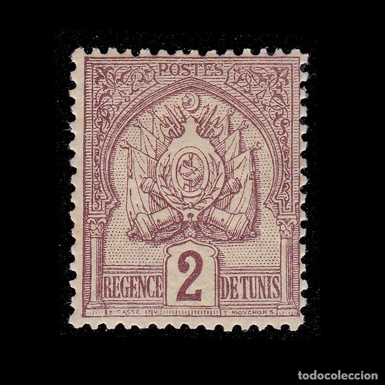 Sellos: TUNISIA FRENCH PROTECTORATE. 1888-93. 2c. MH YVERT 10 + GIFT