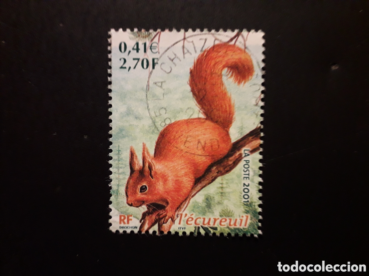 Sellos: FRANCIA YVERT 3381 SELLO SUELTO USADO 2001 FAUNA MAM&Iacute;FEROS ARDILLA M&Iacute;NIMO 3&euro;