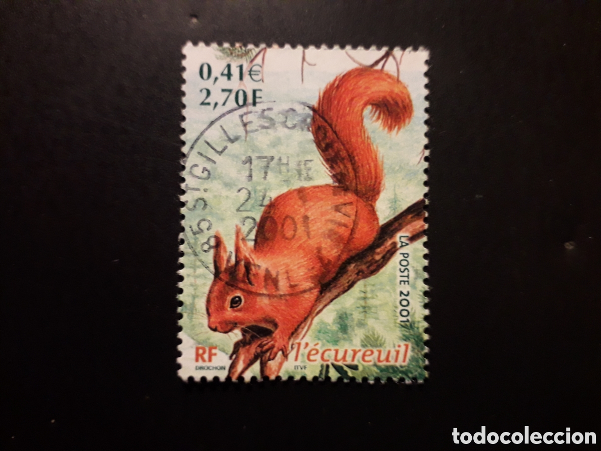 Sellos: FRANCIA YVERT 3381 SELLO SUELTO USADO 2001 FAUNA MAM&Iacute;FEROS ARDILLA M&Iacute;NIMO 3&euro;