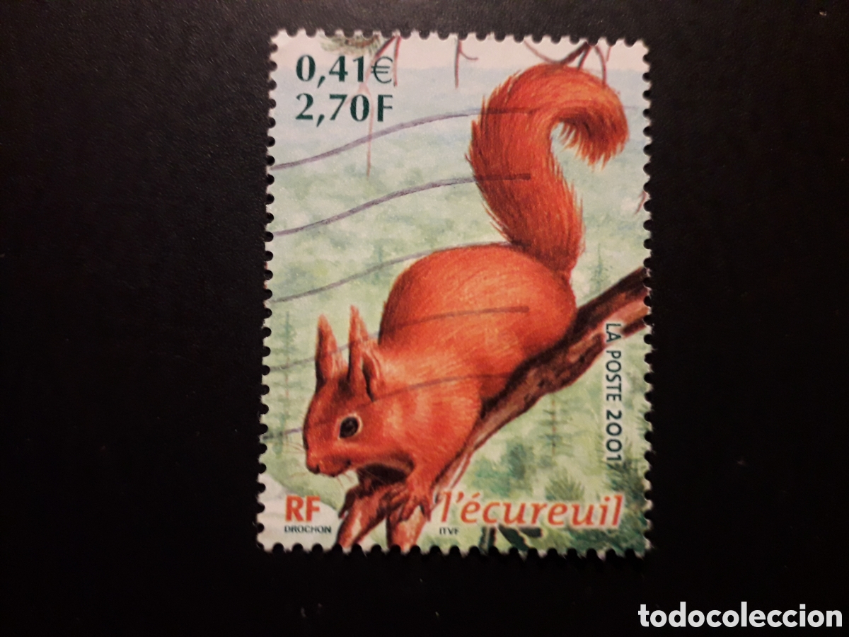 Sellos: FRANCIA YVERT 3381 SELLO SUELTO USADO 2001 FAUNA MAM&Iacute;FEROS ARDILLA M&Iacute;NIMO 3&euro;
