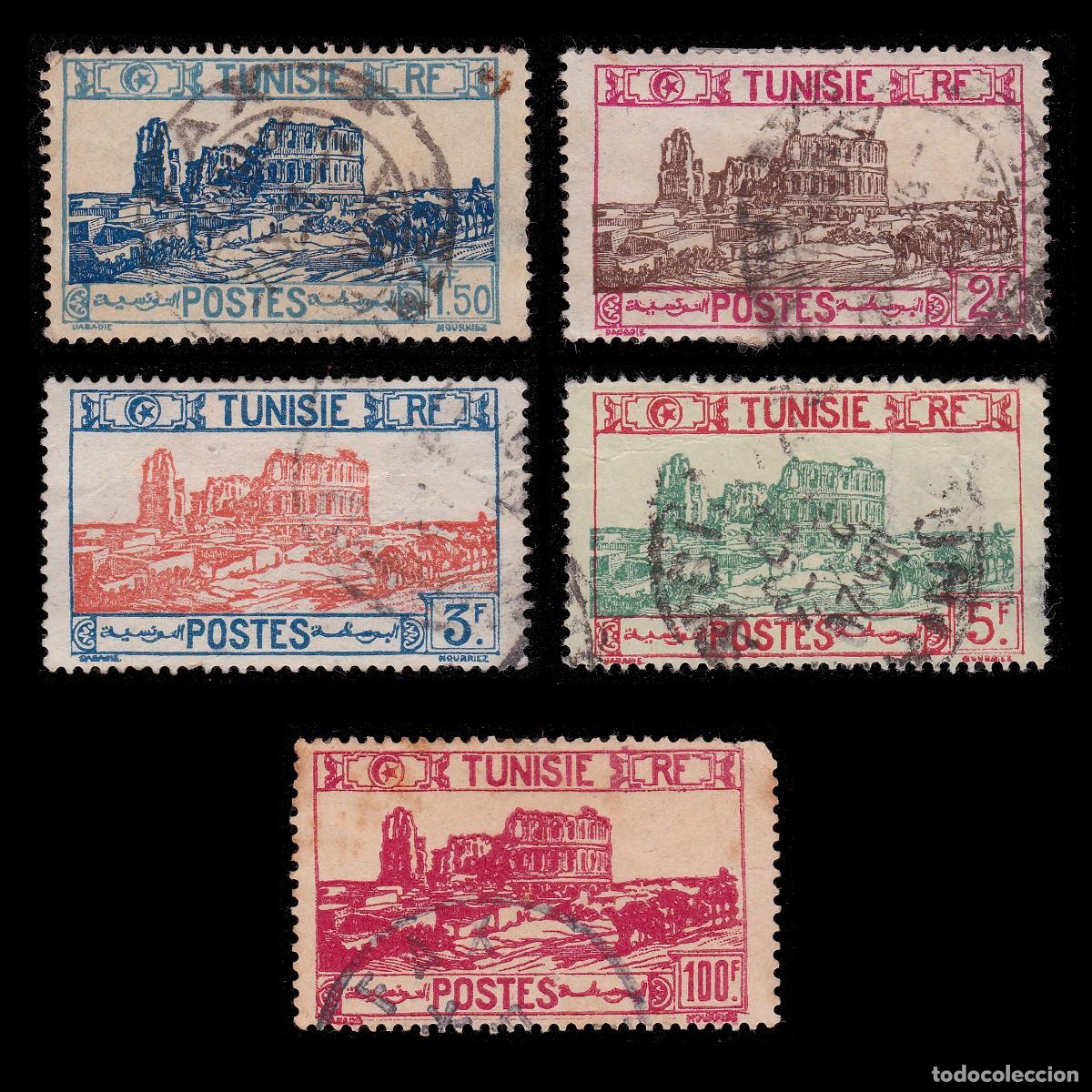 Sellos: TUNISIA FRENCH PROTECTORATE. 1926-41. 5 STAMPS USED. + GIFT