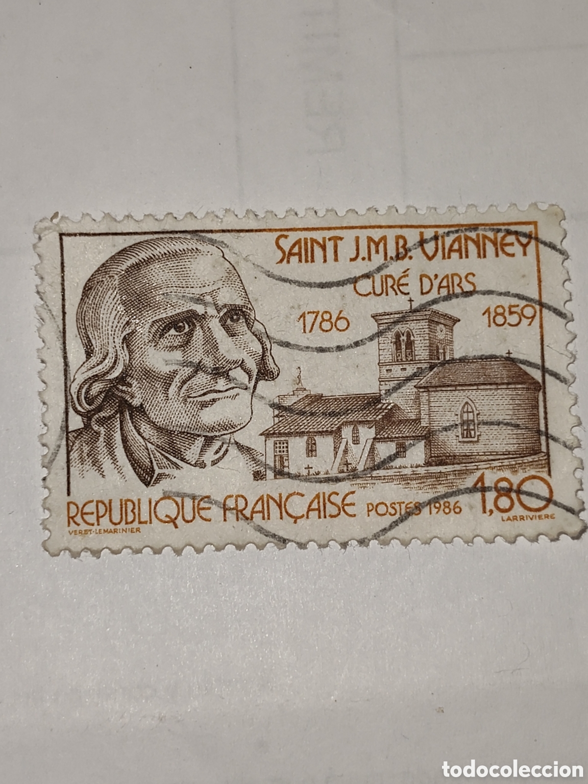 Selos: Sello de Francia Bicentenario del nacimiento San Juan Mar&iacute;a Bautista Vianney 1986