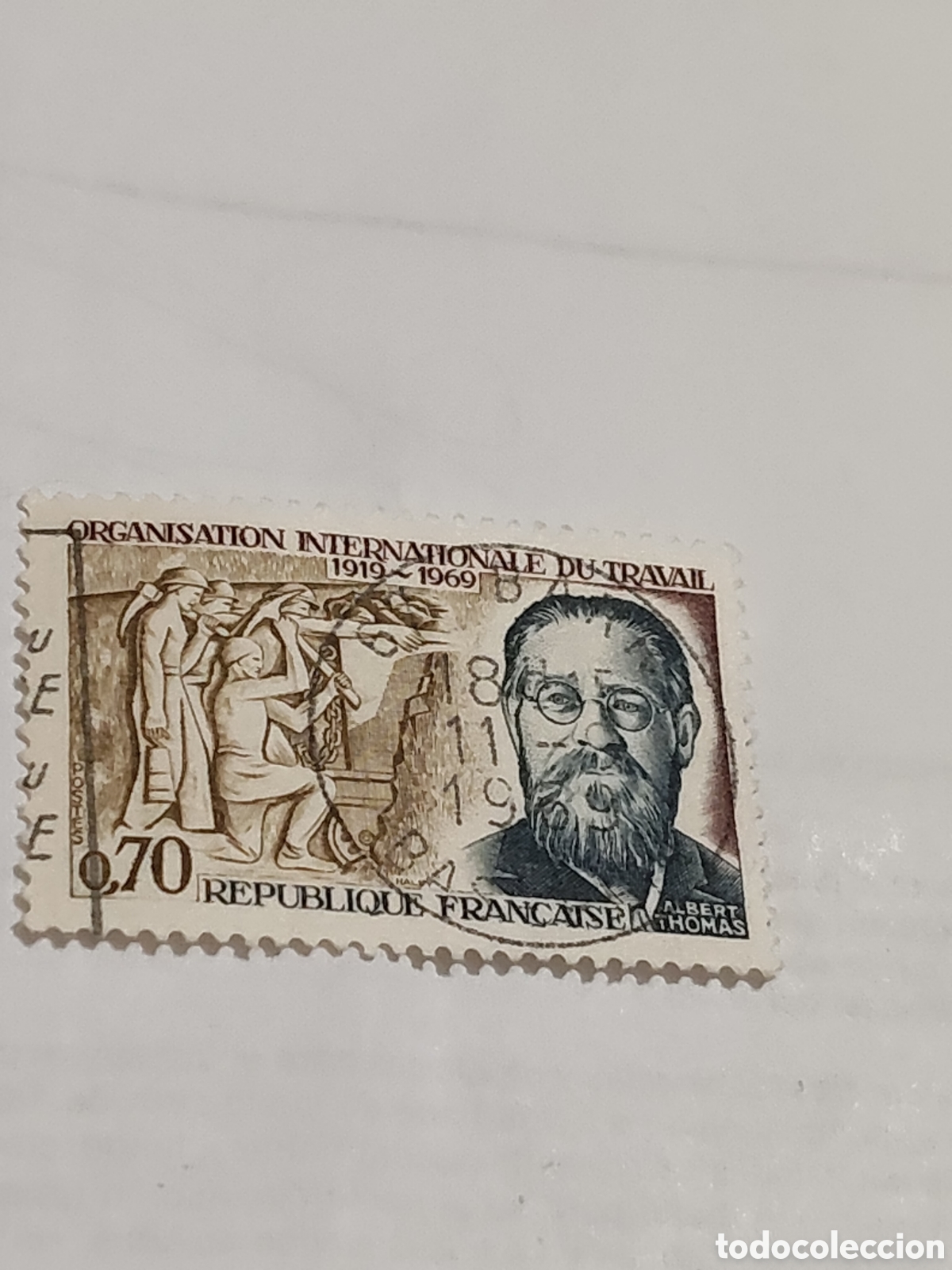 Sellos: Sello de Francia 50 Aniversario de la organizaci&oacute;n internacional del trabajo Albert Thomas primer -
