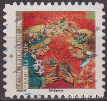 Sellos: Francia 2009 Scott 3737 Sello &ordm; Navidad Christmas Mujeres con sombreros de flores con Cadesu