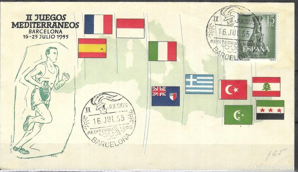 Sellos: Sobre Primer D&iacute;a (FDC) II Juegos Mediterr&aacute;neos Barcelona 1955 - Ref. Alfil