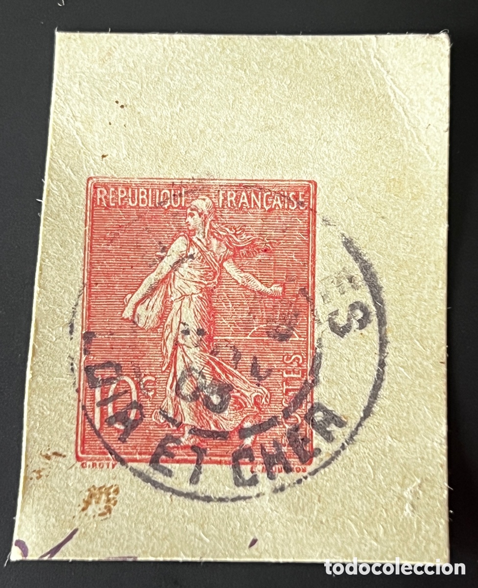 Briefmarken: Antigua postal francesa 10 c&eacute;ntimos rojo Rep&uacute;blica Francesa &ndash; Entero postal con matasellos