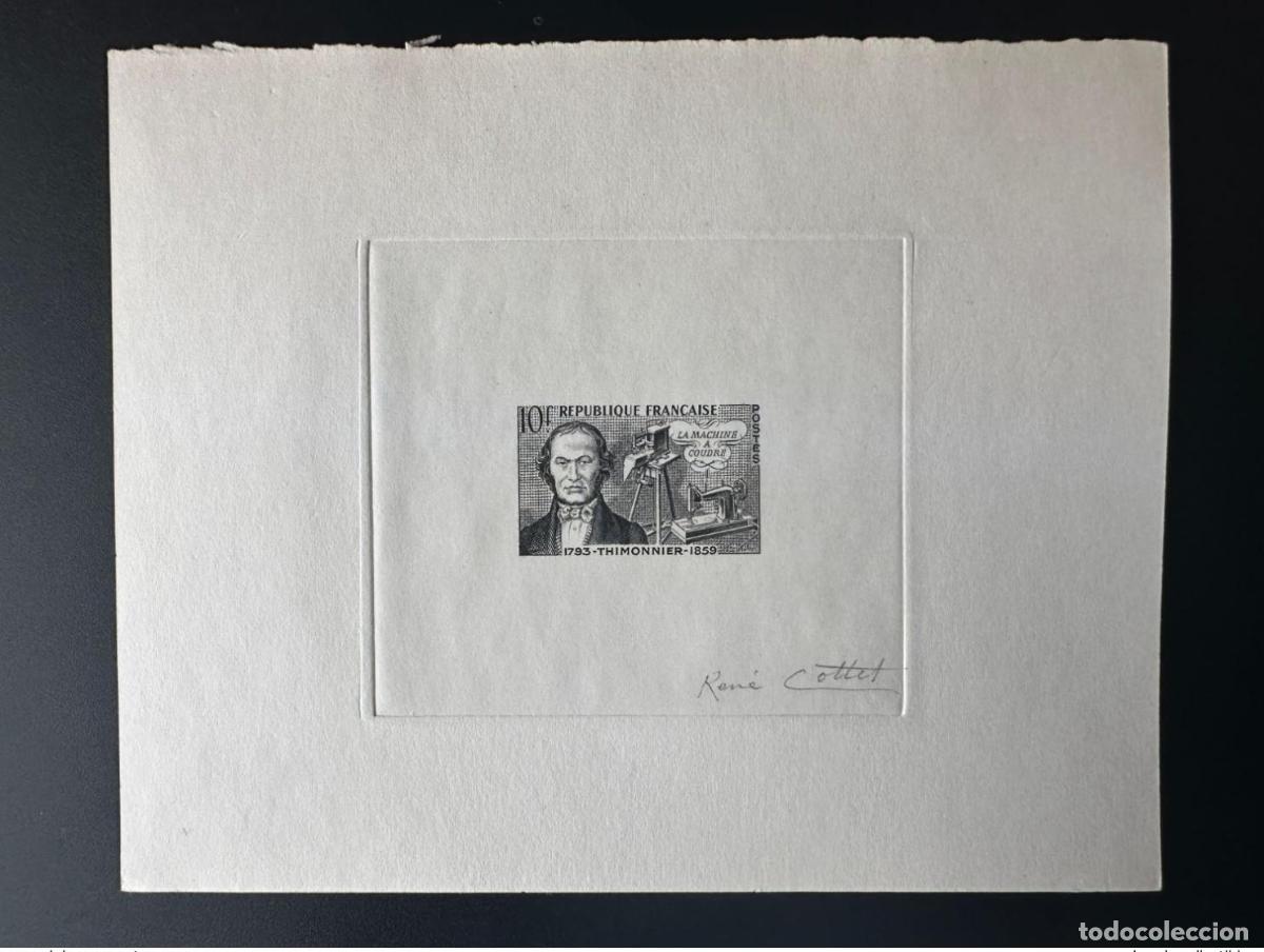 Stamps: Francia 1955 YT 1013 Prueba art&iacute;stica ETAT STATE Thimonnier Inventor Ren&eacute; Cottet