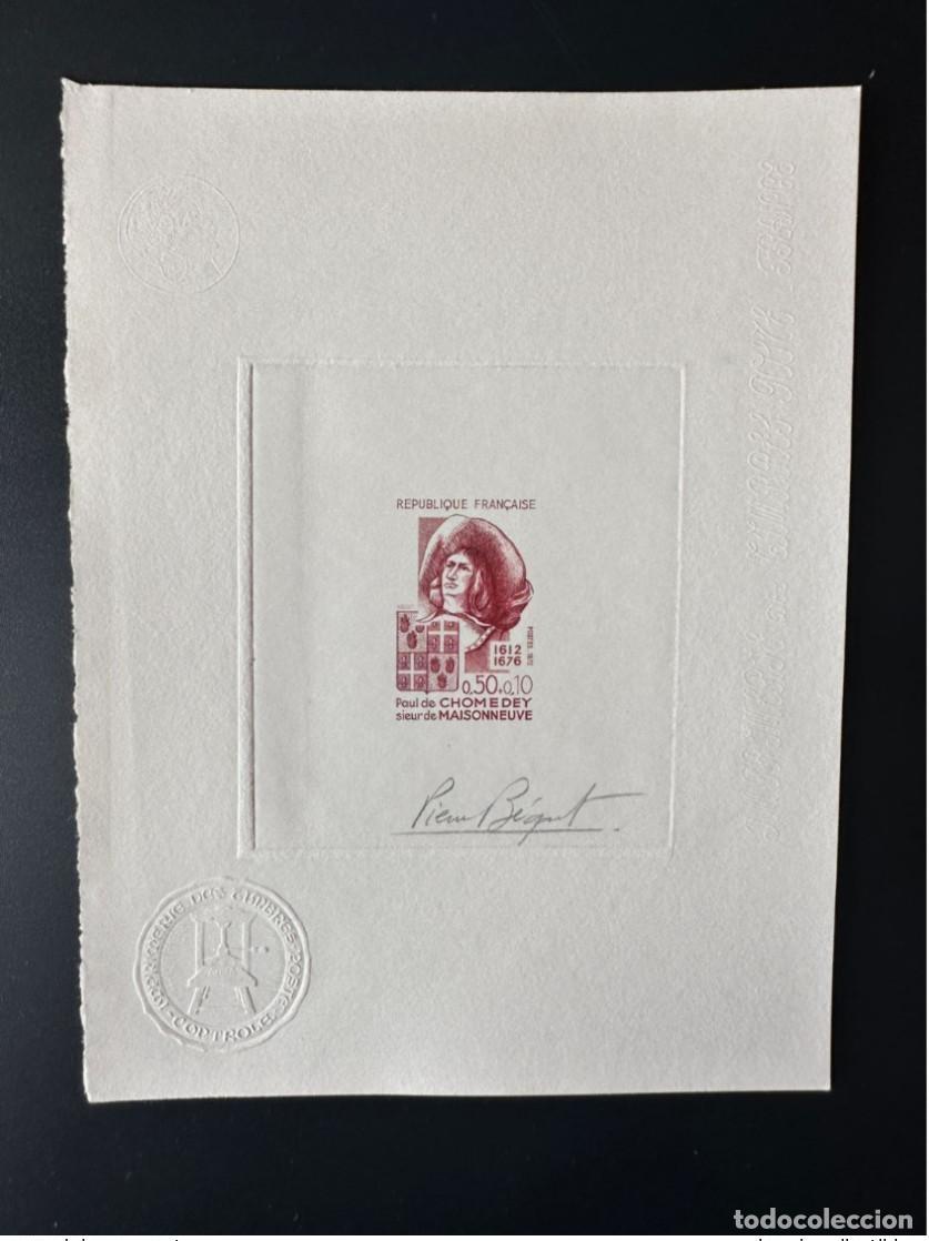 Stamps: Francia 1972 YT 1706 Prueba art&iacute;stica Proof Paul Chomedey Maisonneuve red
