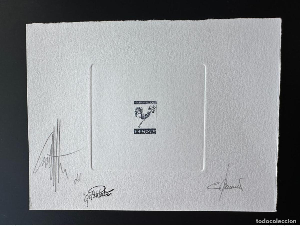 Timbres: Francia Proyecto de prueba artista Marianne Courant el gallo no retenido azul sin FIV