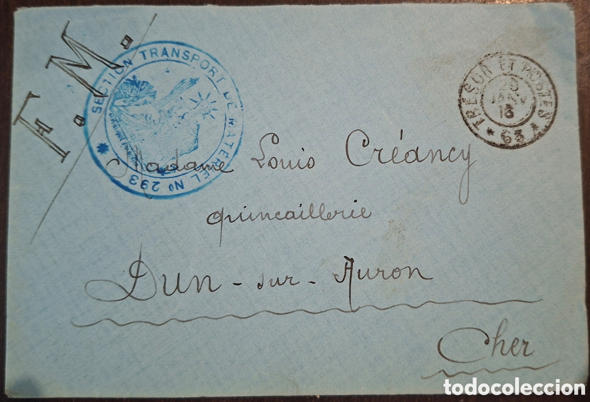 Selos: Francia 1ra guerra mundial FM franquicia Militar seccion transp de material 1918