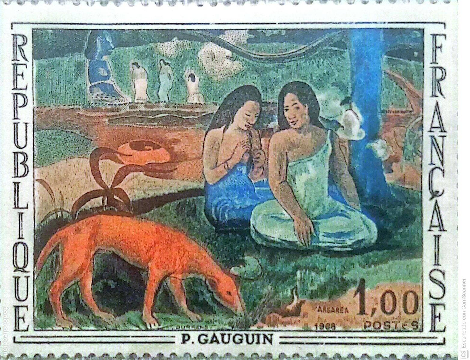 Sellos: Francia. 1568 Obras de Arte: Areaarea (alegr&iacute;a en tahitiano), obra de Paul Gauguin, realizada en 18