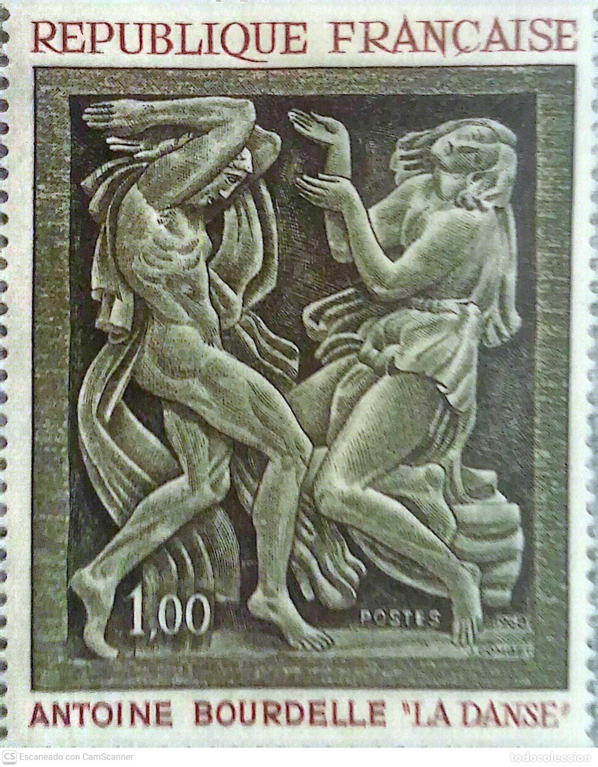 Sellos: Francia. 1569 Obras de Arte: La Danza de Antoine Bourdelle. 1968. . Sellos nuevos y numeraci&oacute;n Yver