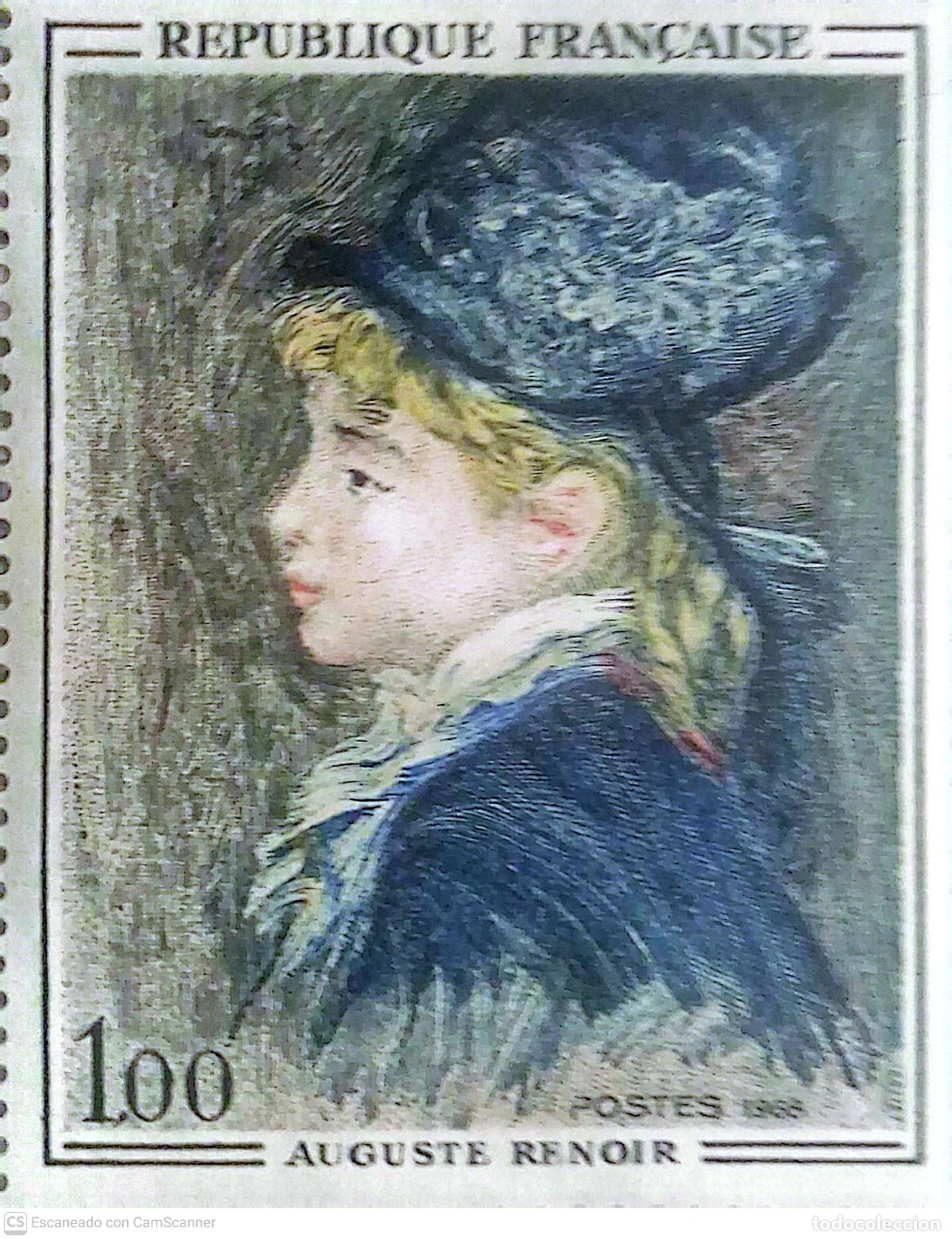 Sellos: Francia. 1570 Obras de Arte: Modelo, de Renoir. 1968. Sellos nuevos y numeraci&oacute;n Yvert.