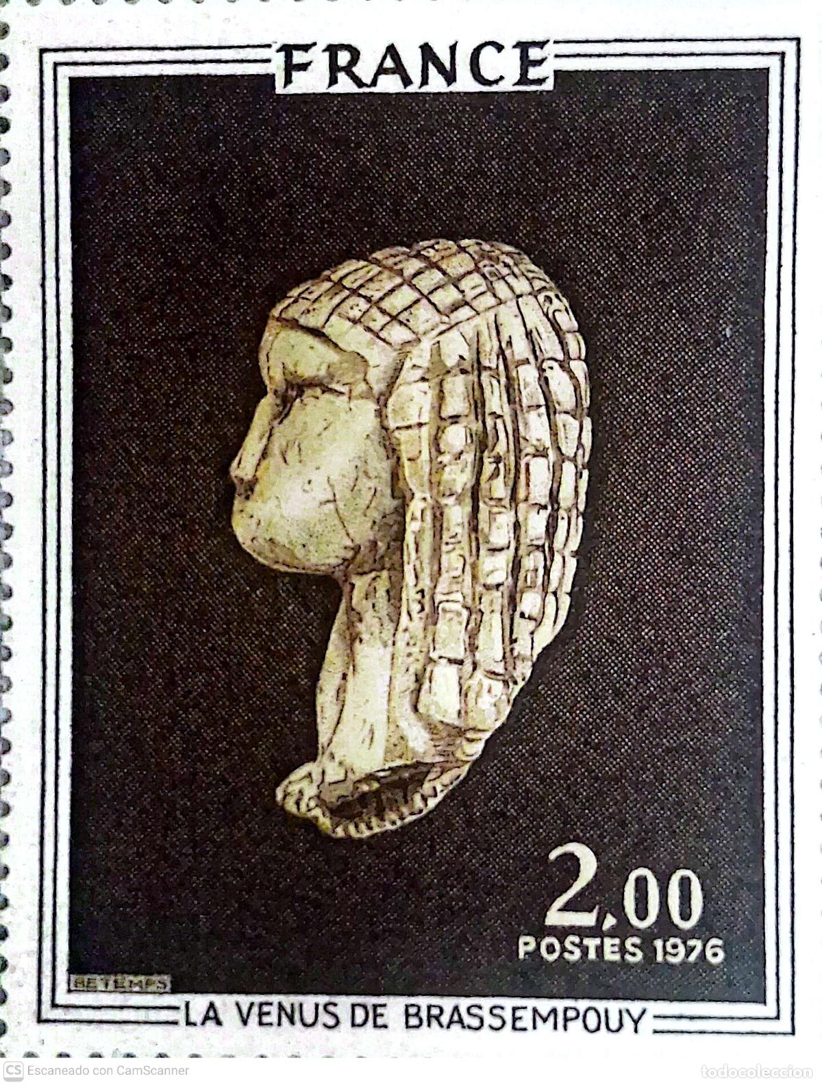 Briefmarken: Francia. 1868 Obras de arte: La Venus de Brassempouy. 1976. ﻿ Sellos nuevos y numeraci&oacute;n Yvert.