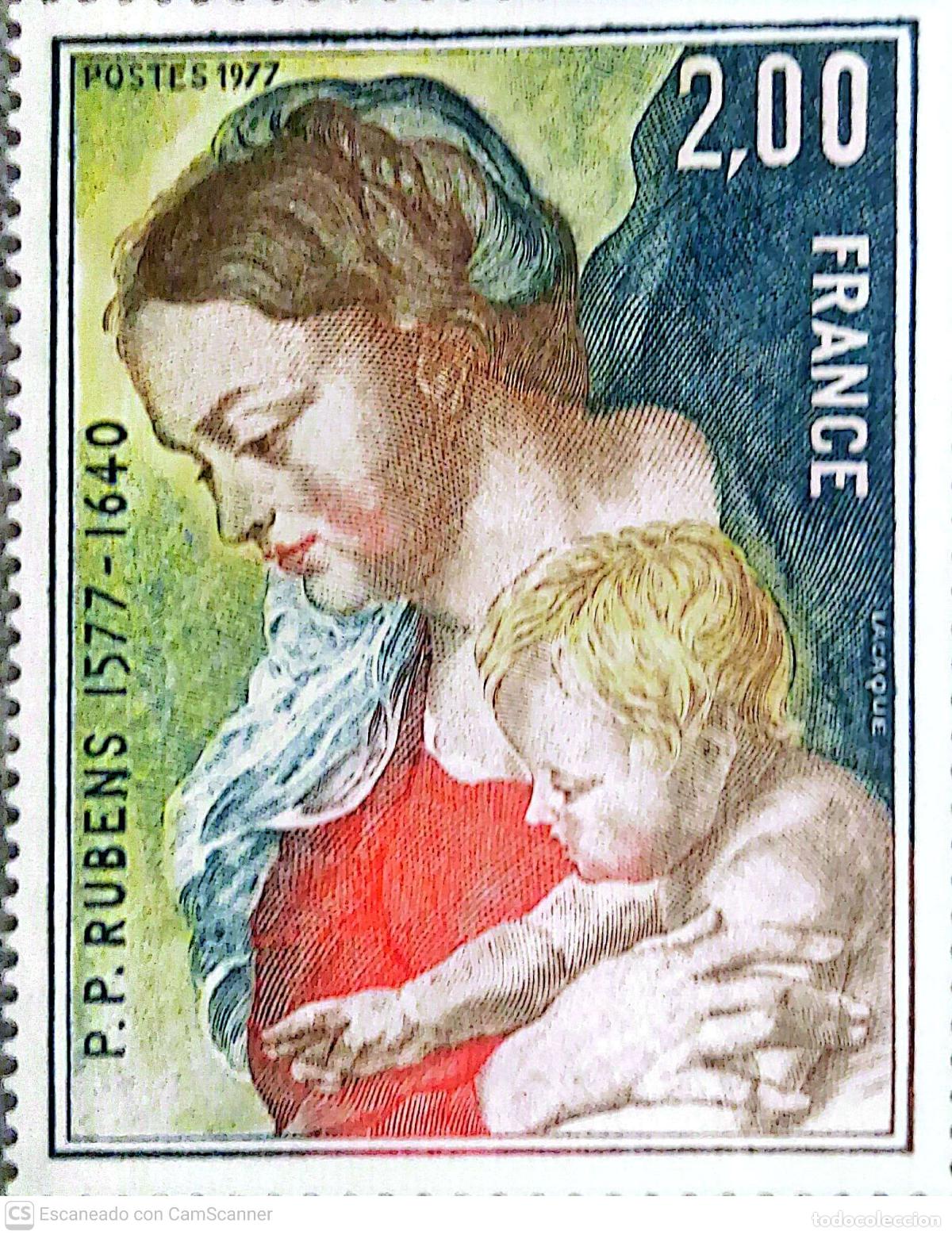Sellos: Francia. 1958 Cuadro: La Virgen y el Ni&ntilde;o, de P.P. Rubens. 1977. ﻿ Sellos nuevos y numeraci&oacute;n Yvert