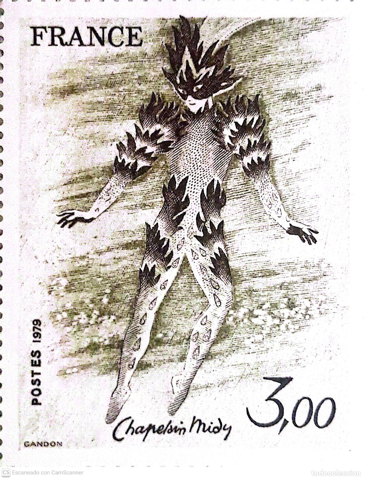 Sellos: Francia. 2068 Cuadro: La Danza del fuego, la flauta encantada de Chapelain-Midy. 1979. ﻿Sellos nue