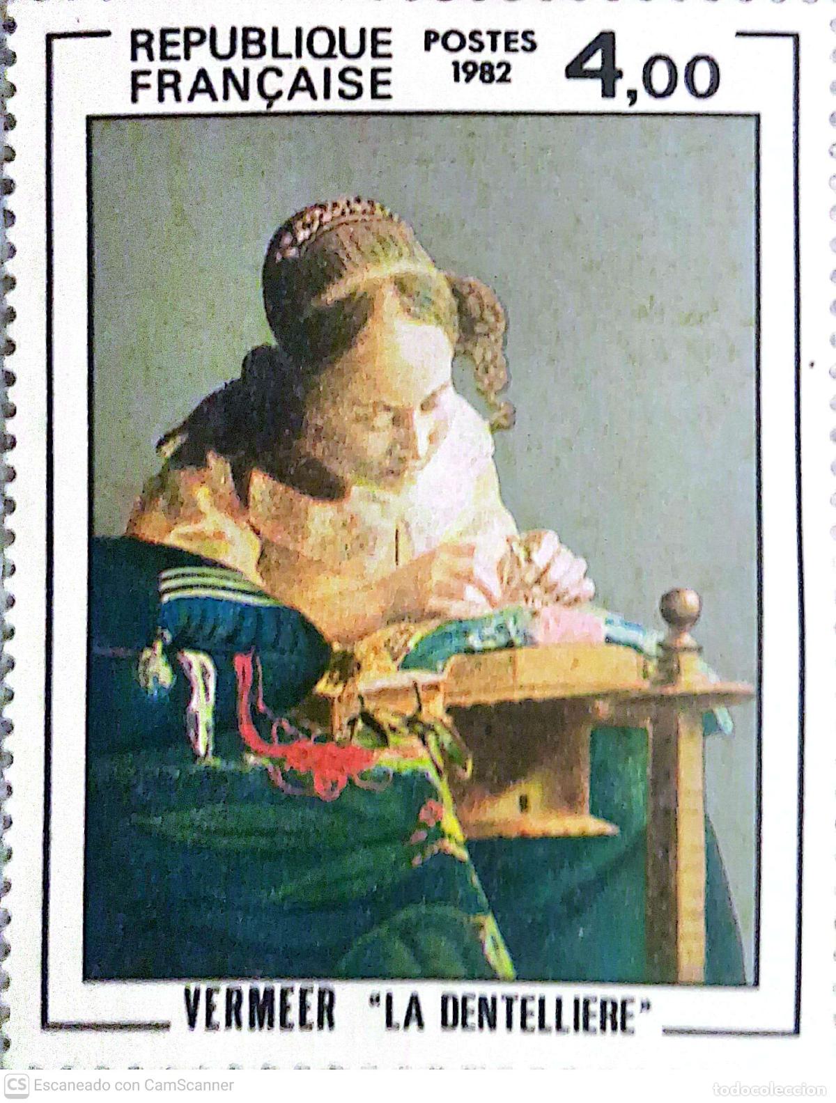 Sellos: Francia. 2231 Serie art&iacute;stica: La encajera , de Johannes Vermeer. 1982. ﻿Sellos nuevos y numeraci&oacute;