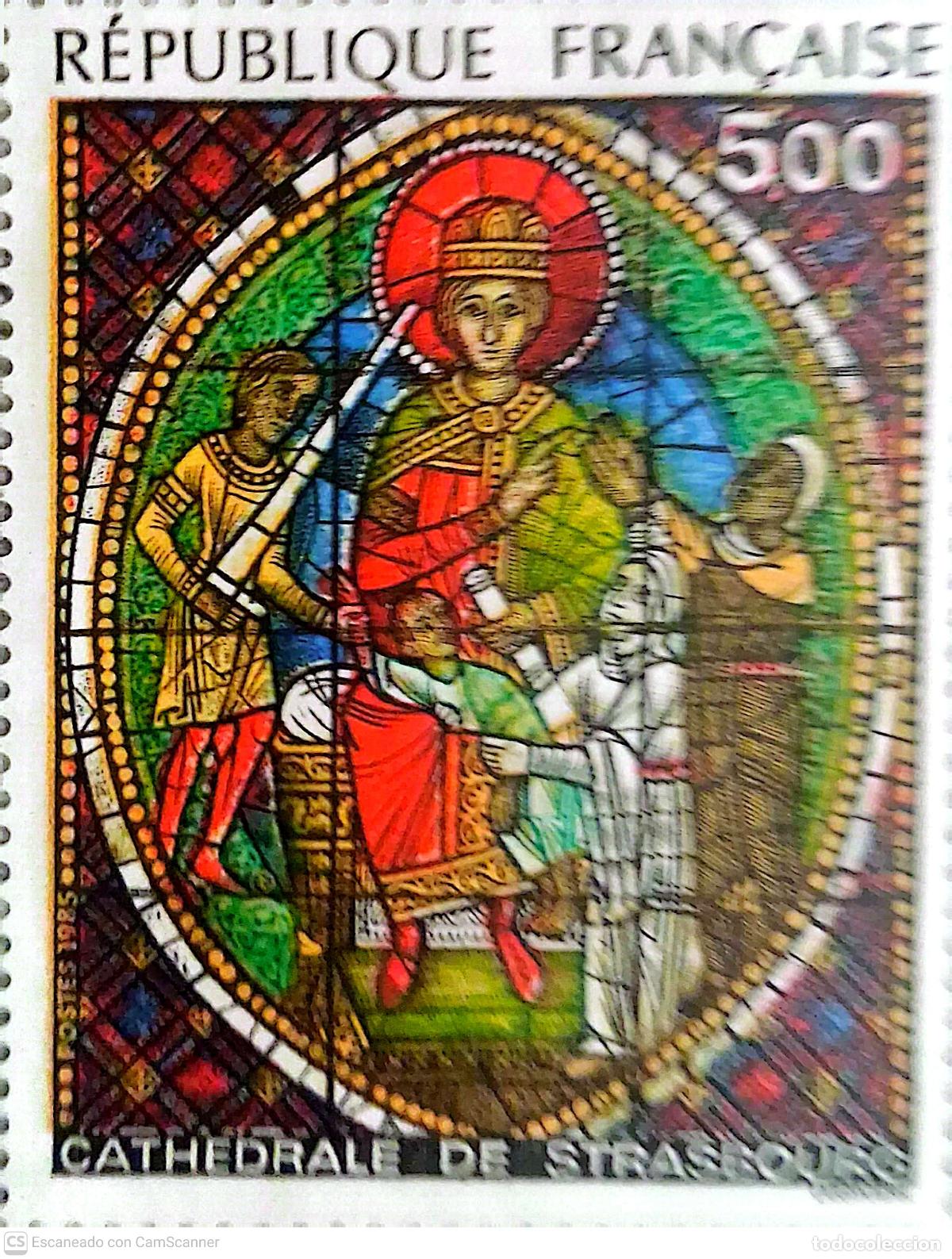 Sellos: Francia. 2363 Serie art&iacute;stica: Vidriera de la Catedral de Estrasburgo. 1985. ﻿Sellos nuevos y nume