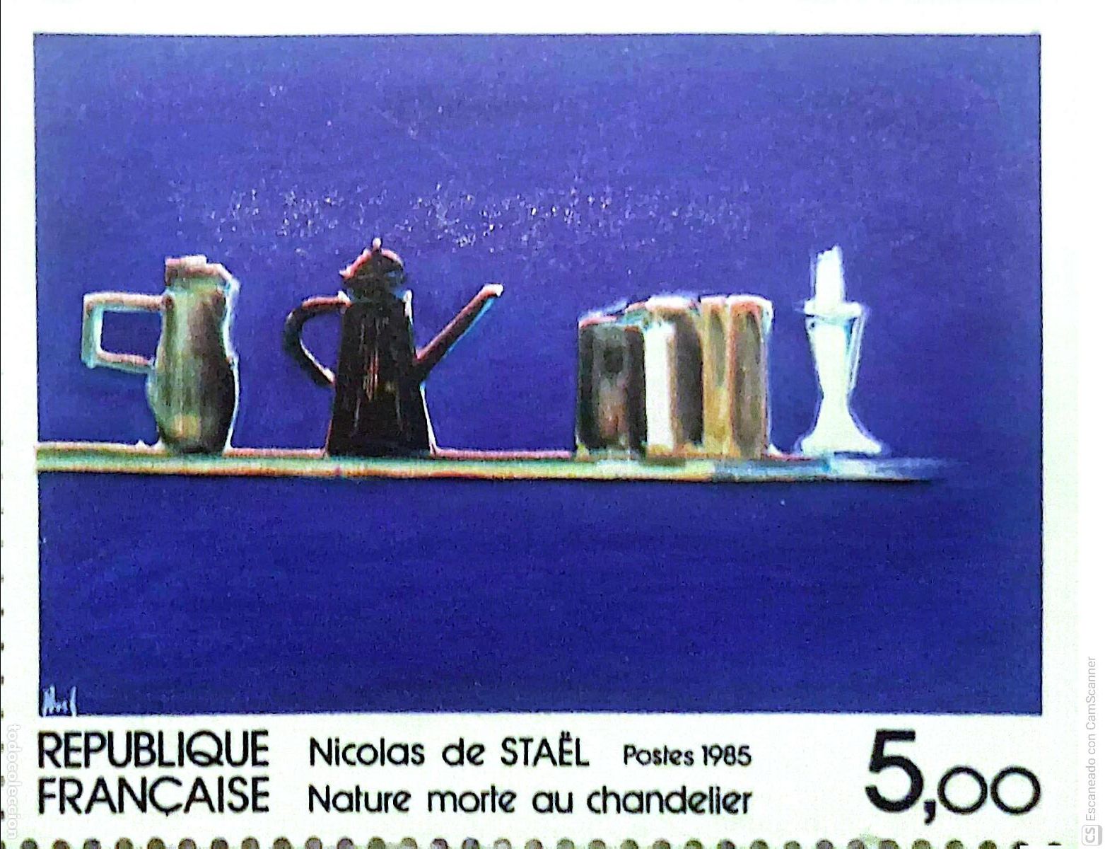 Sellos: Francia. 2364 Serie art&iacute;stica: Bodeg&oacute;n y candelabro, de Nicolas de Sta&euml;l. 1985. ﻿Sellos nuevos y n