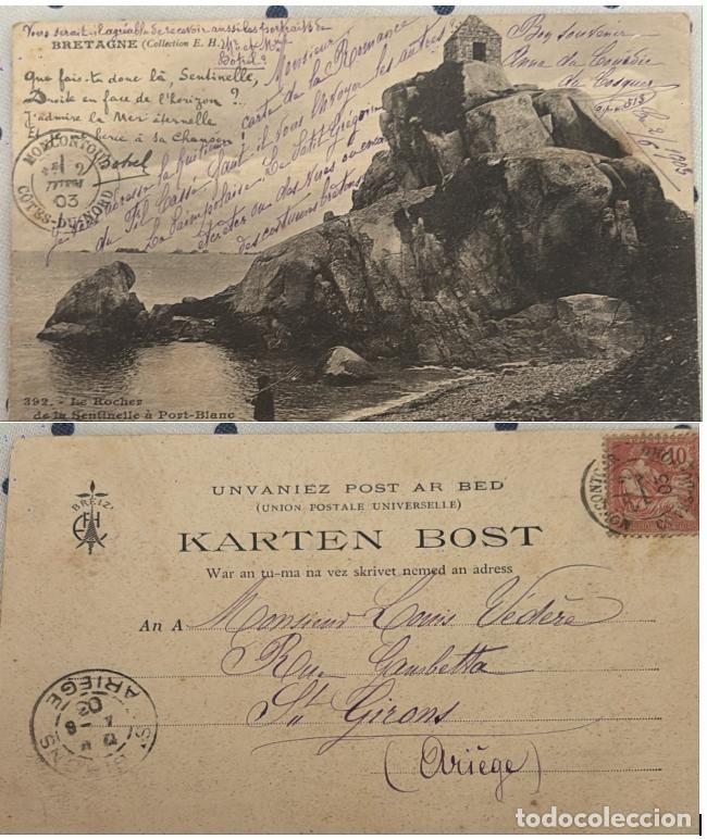 Sellos: TS.)1905, FRANCE, POSTCARD FROM PONTRIEUX (C&Ocirc;TES-DU-NORD) TO ST. GIRONS (FRANCE), FEATURES A SEPIA-T