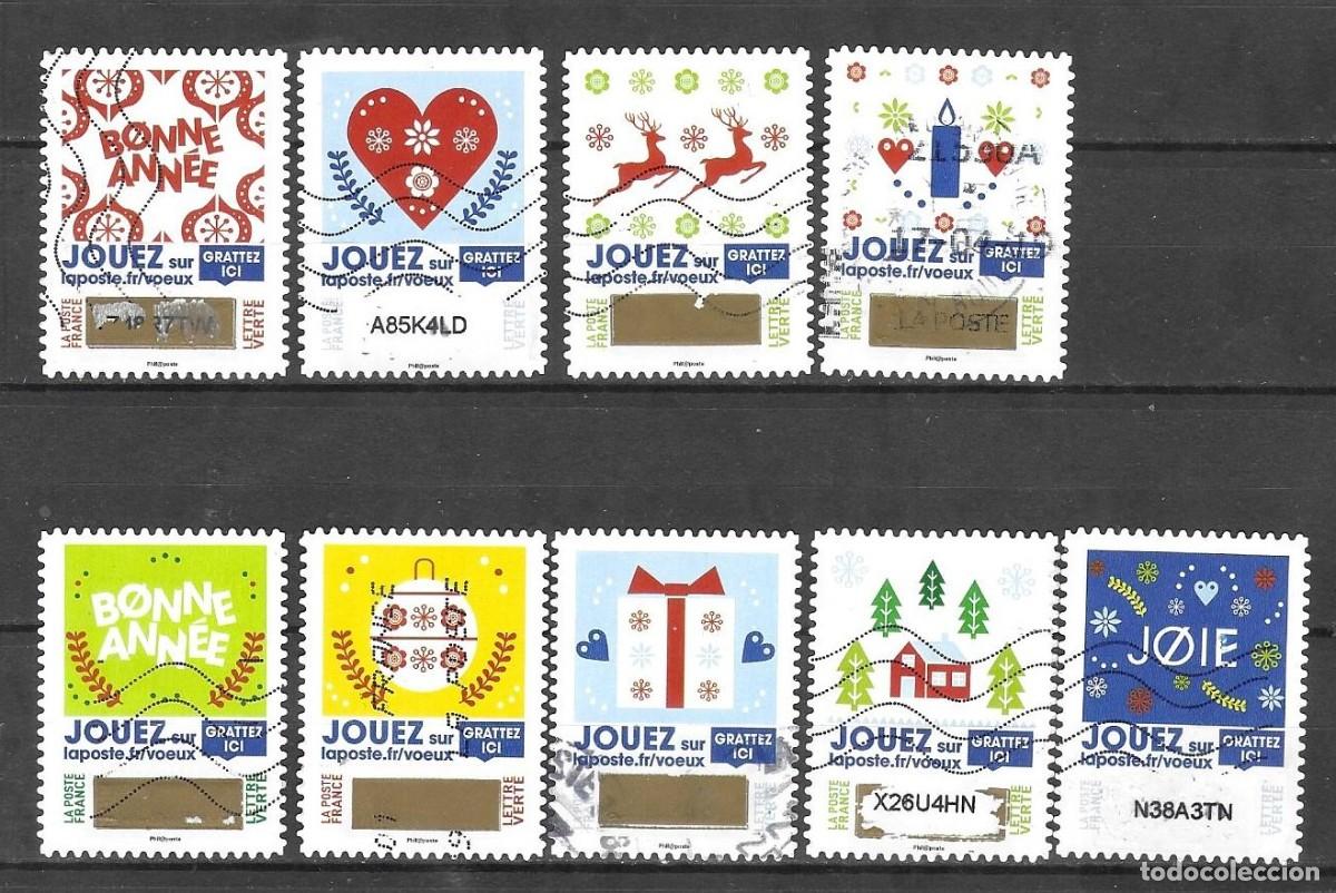 Sellos: 9 SELLOS ADESIVOS USADOS DE FRANCIA 2018