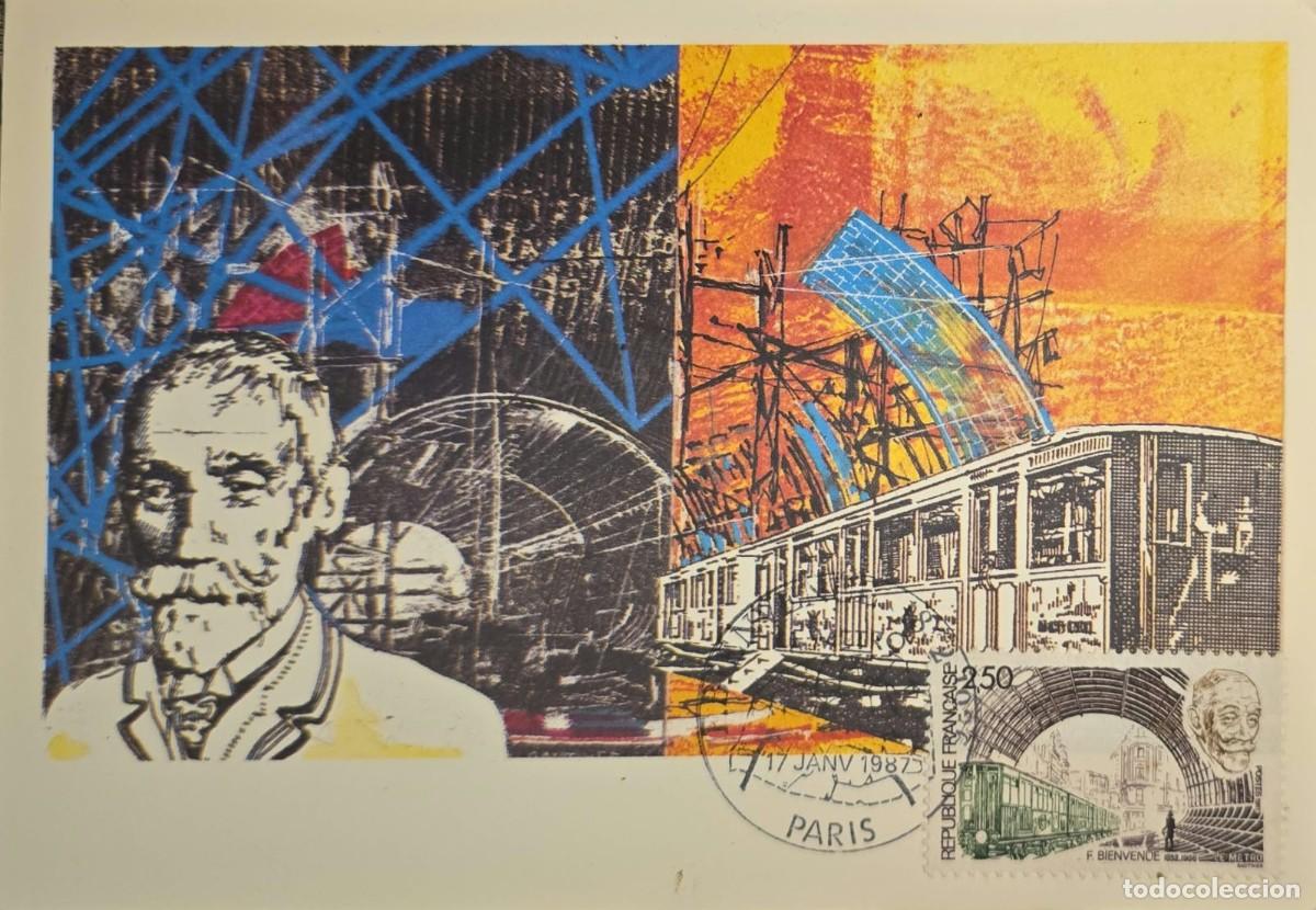 Francobolli: TS.)1987, FRANCE, MAXIMUM CARD, PRE-PRINTED TO COMMEMORATE THE CREATION OF THE &rdquo;PARIS M&Eacute;TRO,&rdquo; FEATUR