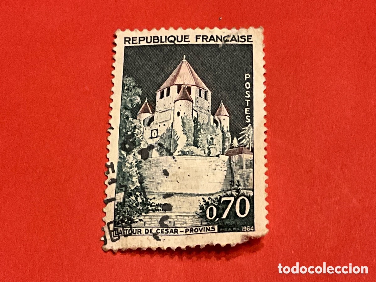 Sellos: Francia 1964 - Yvert 1421 - Tour C&eacute;sar de Provins 0,70F Usado/Matasellado
