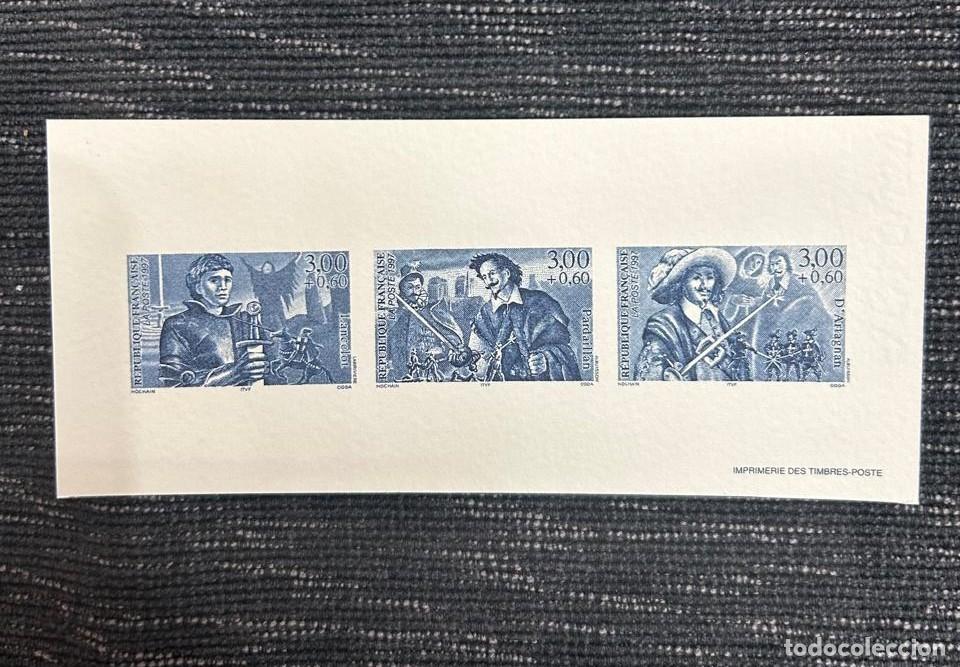 Sellos: O) 1997 FRANCE, PROOF, ADVENTURE HEROES, SIR LANCELOT, PARDAILLAN, D&acute;ARTAGNAN, SCT B677-B679, MNH