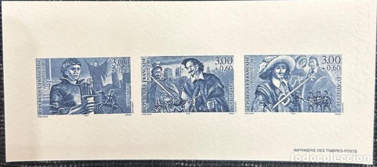 Sellos: TS.)1977, FRANCE, OFFICIAL ENGRAVING SHEET, FEATURING THREE STAMP DESIGNS ALIGNED HORIZONTALLY AS FO