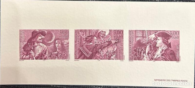 Sellos: TS.)1997, FRANCE, DELUXE COLLECTIVE PROOF, IMPERFORATE PRE-PRINT FEATURING FAMOUS CHARACTERS AND ADV