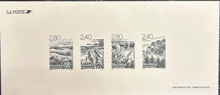Sellos: TS.)1995, FRANCE, COLLECTIVE DELUXE PROOF, PRE-PRINTED WITH FOUR ILLUSTRATIONS IN A &rdquo;MONOCHROMATIC I