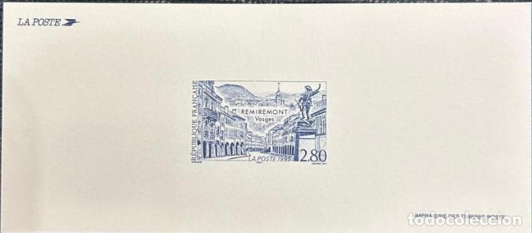 Sellos: TS.)1995, FRANCE, OFFICIAL PHILATELIC DOCUMENT, WITH A PRE-PRINTED STAMP FOR THE TOWN OF REMIREMONT,