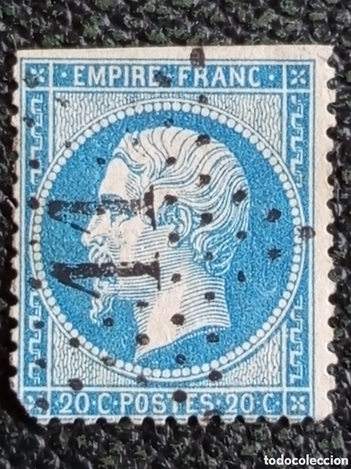 Sellos: Sello Francia 1862 Imperio Napole&oacute;n III 20 C C&eacute;ntimos Azul Usado Yvert 22