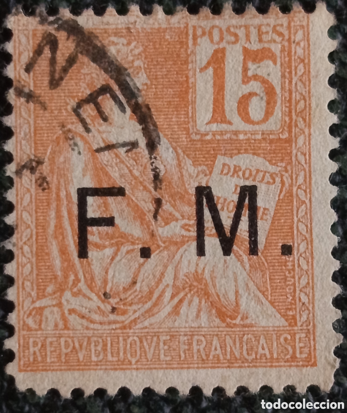 Sellos: Sello Francia 1901 Franquicia Militar FM 15c Mouchon Naranja Usado Yvert FM1