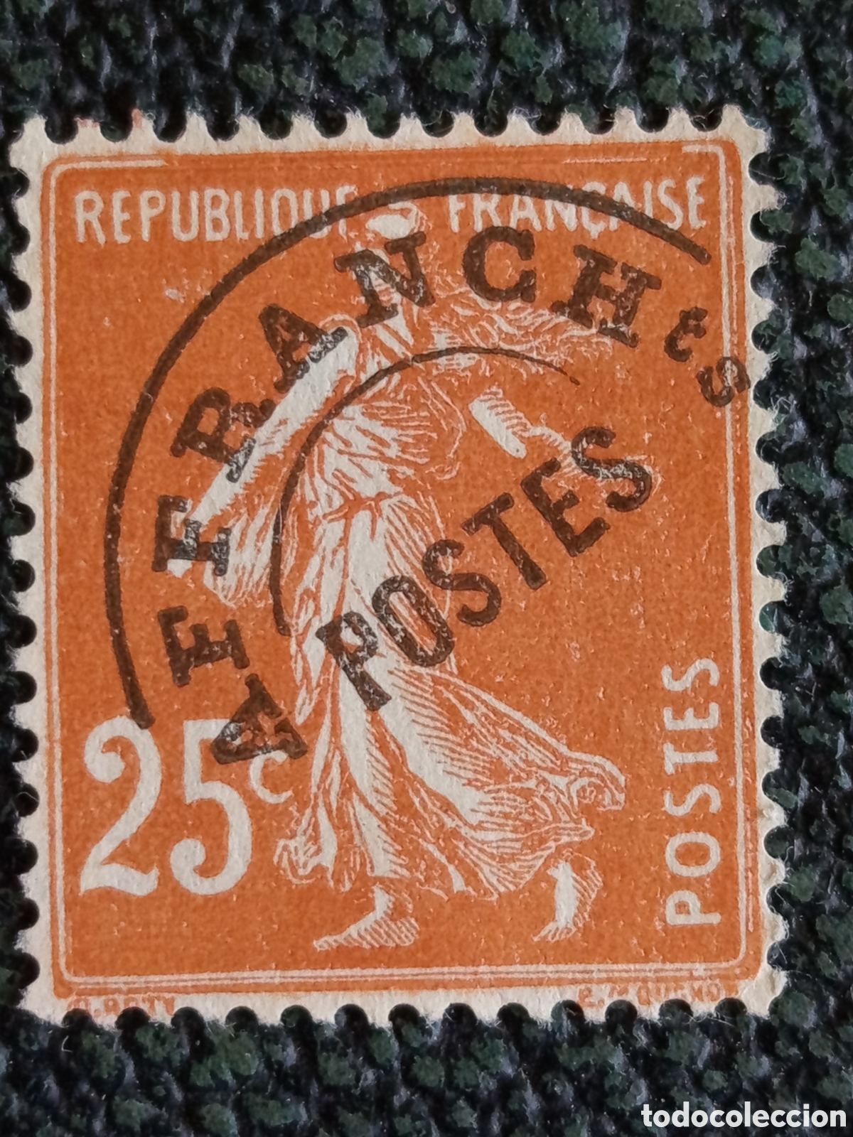 Sellos: Sello Francia 1922 Semeuse 25c Naranja Pr&eacute;oblit&eacute;r&eacute; Precanccl Yvert 57 MH