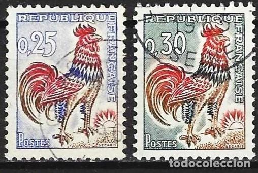 Sellos: Francia 1962/65 - Mi 1384 & 1496 - YT 1331 & 1331 A - Gallos