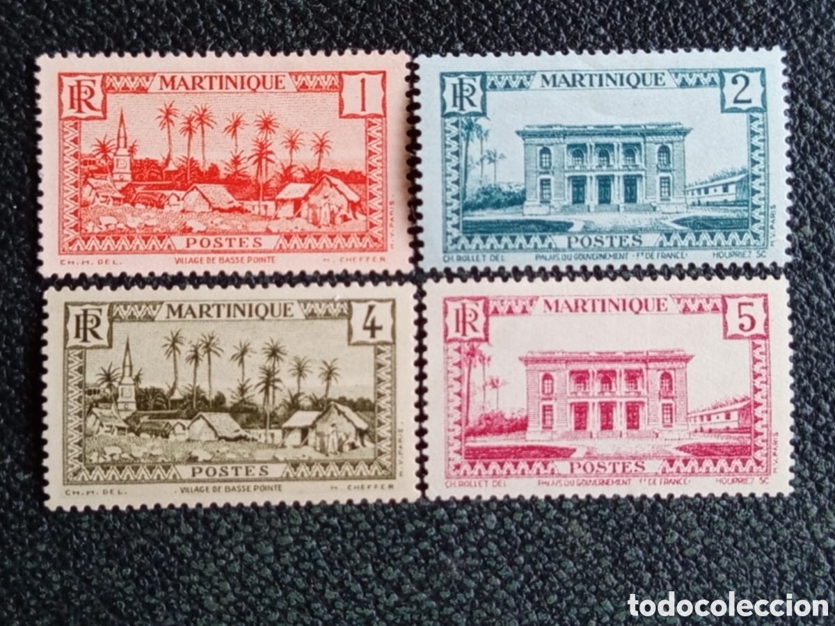 Sellos: Lote 4 Sellos Martinique 1933/1947 - Yvert 133, 134, 150 y 153 MH