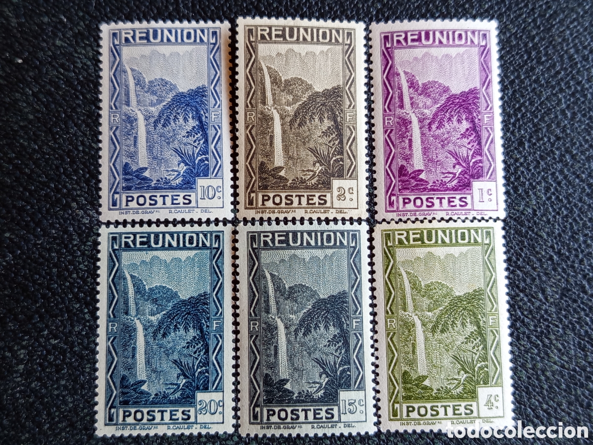 Sellos: Lote 6 Sellos Reuni&oacute;n 1933 Cascadas Salazie MNH - Yvert #126/131