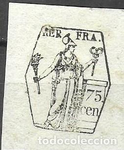 Sellos: FRAGMENTO PAPEL SELLADO FRANCIA (PAPIER TIMBR&Eacute;) - PERIODO NAPOLE&Oacute;NICO - &rdquo;REP. FRA. 75 CEN&rdquo;