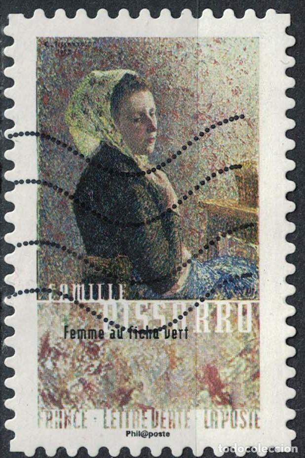 Sellos: Francia 2016 Oblit&eacute;r&eacute; Used Camille Pissarro Femme au fichu vert Y&T 1269