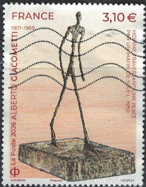 Sellos: Francia 2026 Oblit&eacute;r&eacute; Used Alberto Giacometti Sculpture Y&T FR 5948 SU